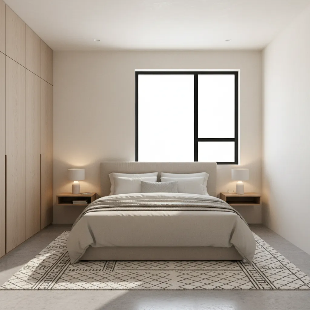 balanced furniture placement in a compact 10x13 bedroom design