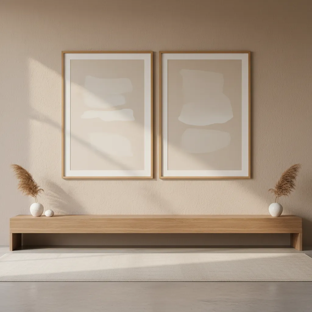 Well balanced wall design with two large frames aligned symmetrically