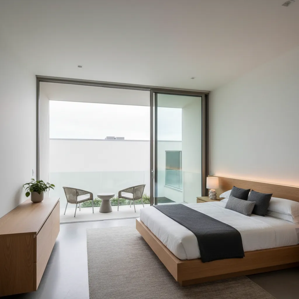 Dormitorio principal con acceso a balcón en el segundo piso