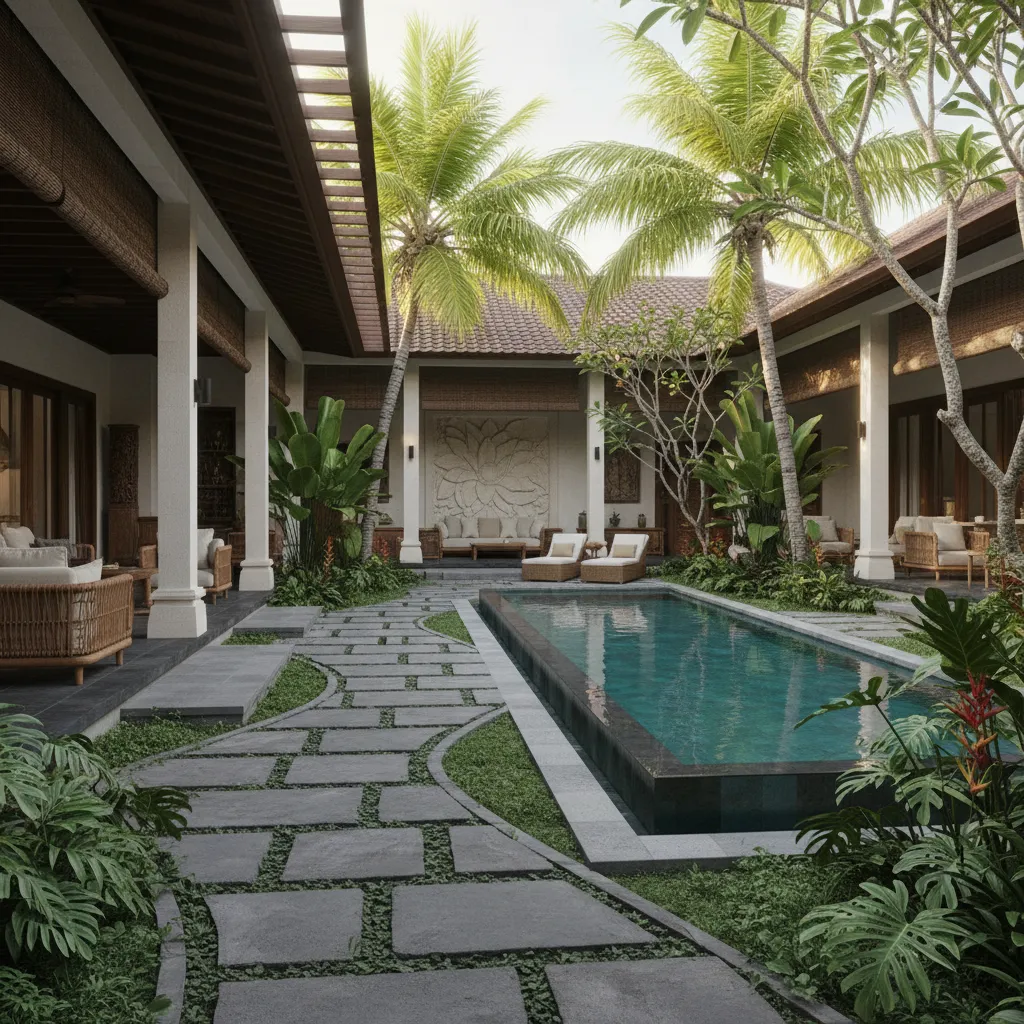 Taman dalam rumah Bali modern