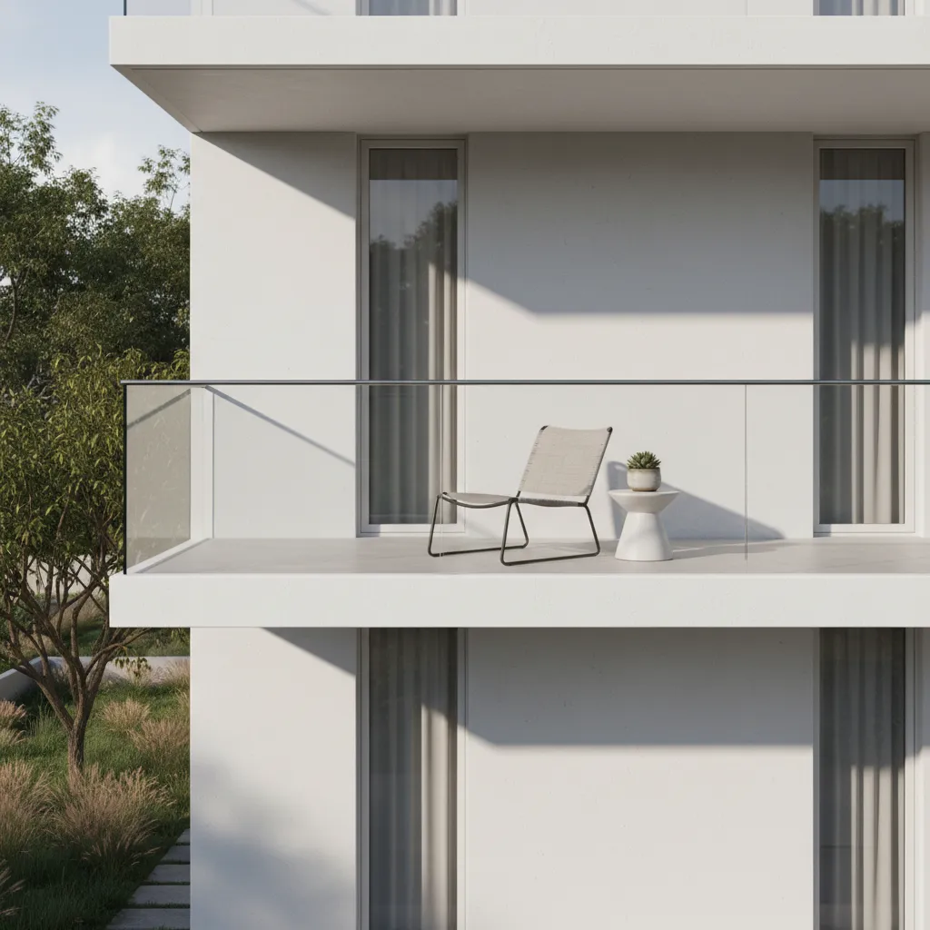Balkon rumah dua lantai dengan desain minimalis