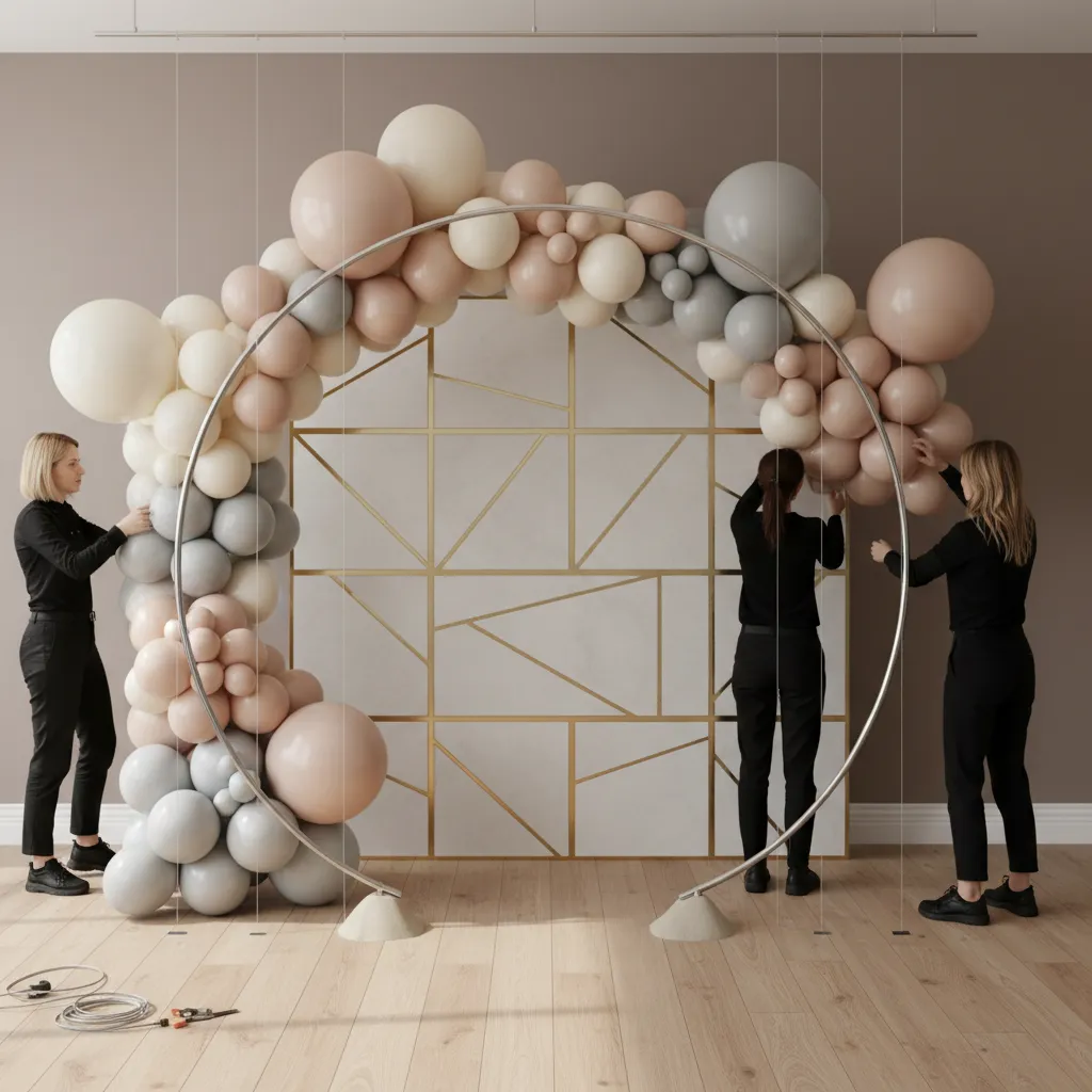 stable balloon arch with hidden anchors and weighted base