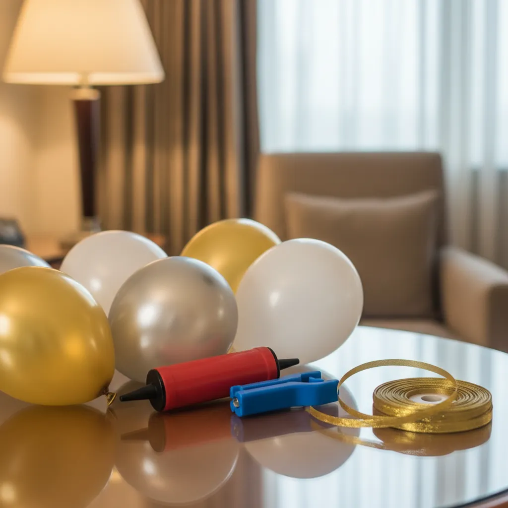 Balloon pump and balloon decoration tools used for hotel room decorations