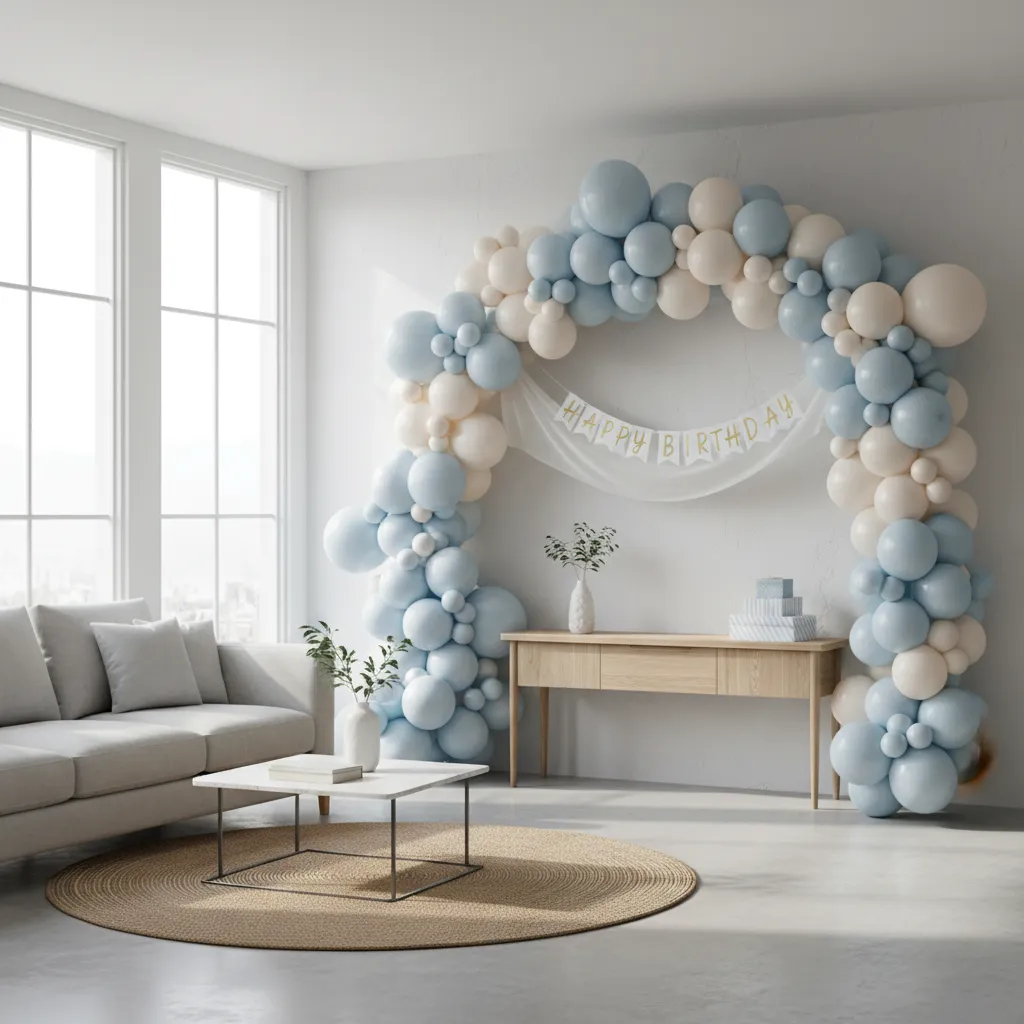 balloon garland decoration wall for baby birthday at home