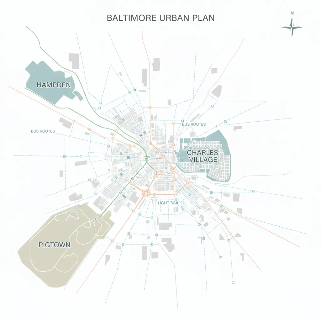 Baltimore neighborhood overview with transit connections