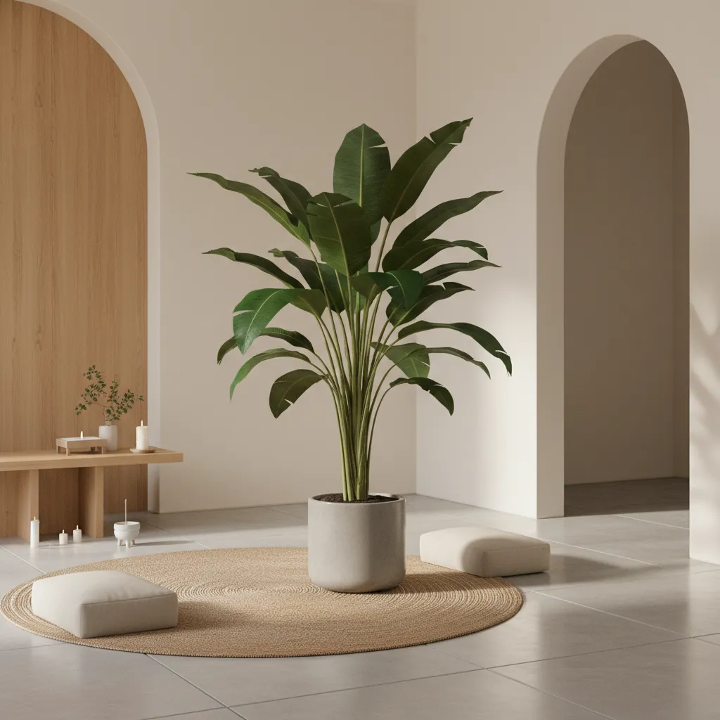Artificial banana tree leaves arranged in natural layered shape
