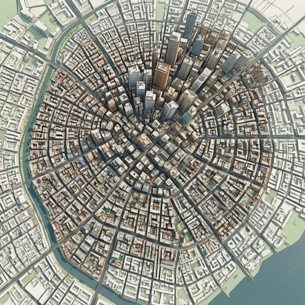 Illustration-style city layout showing ward divisions within Bangalore municipal governance