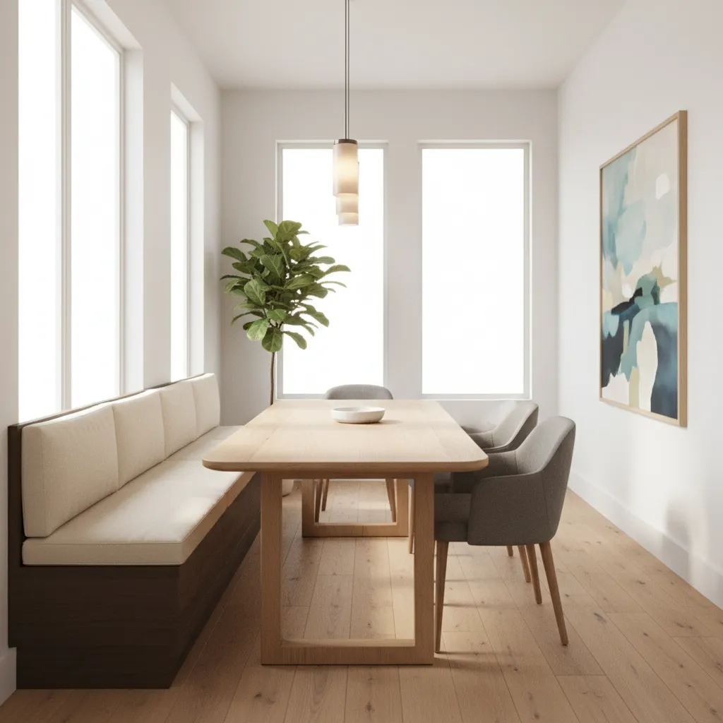 small dining room with banquette seating saving space