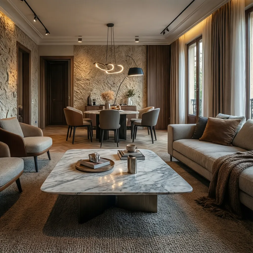 Proyecto de interiorismo elegante en un salón de vivienda en Barcelona