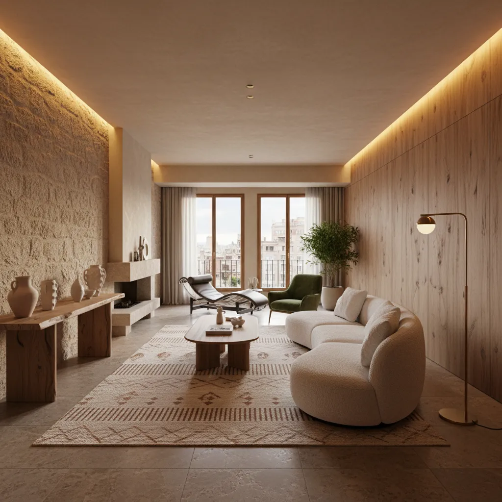 Salón sofisticado diseñado por un estudio de interiorismo en Barcelona