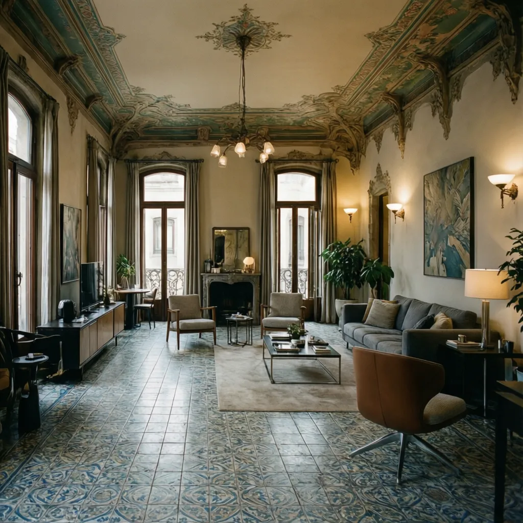 Interior modernista restaurado con diseño contemporáneo