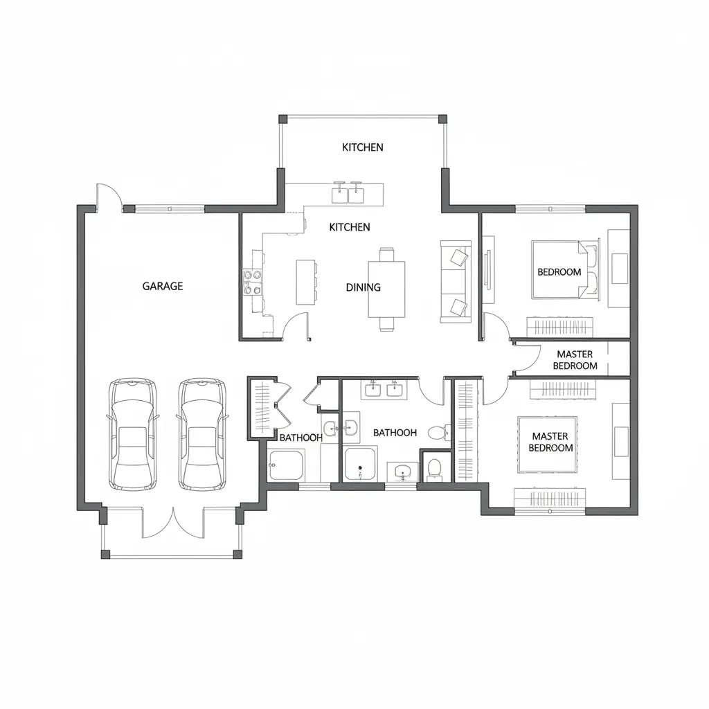 3 bedroom barndominium open floor plan layout visualization