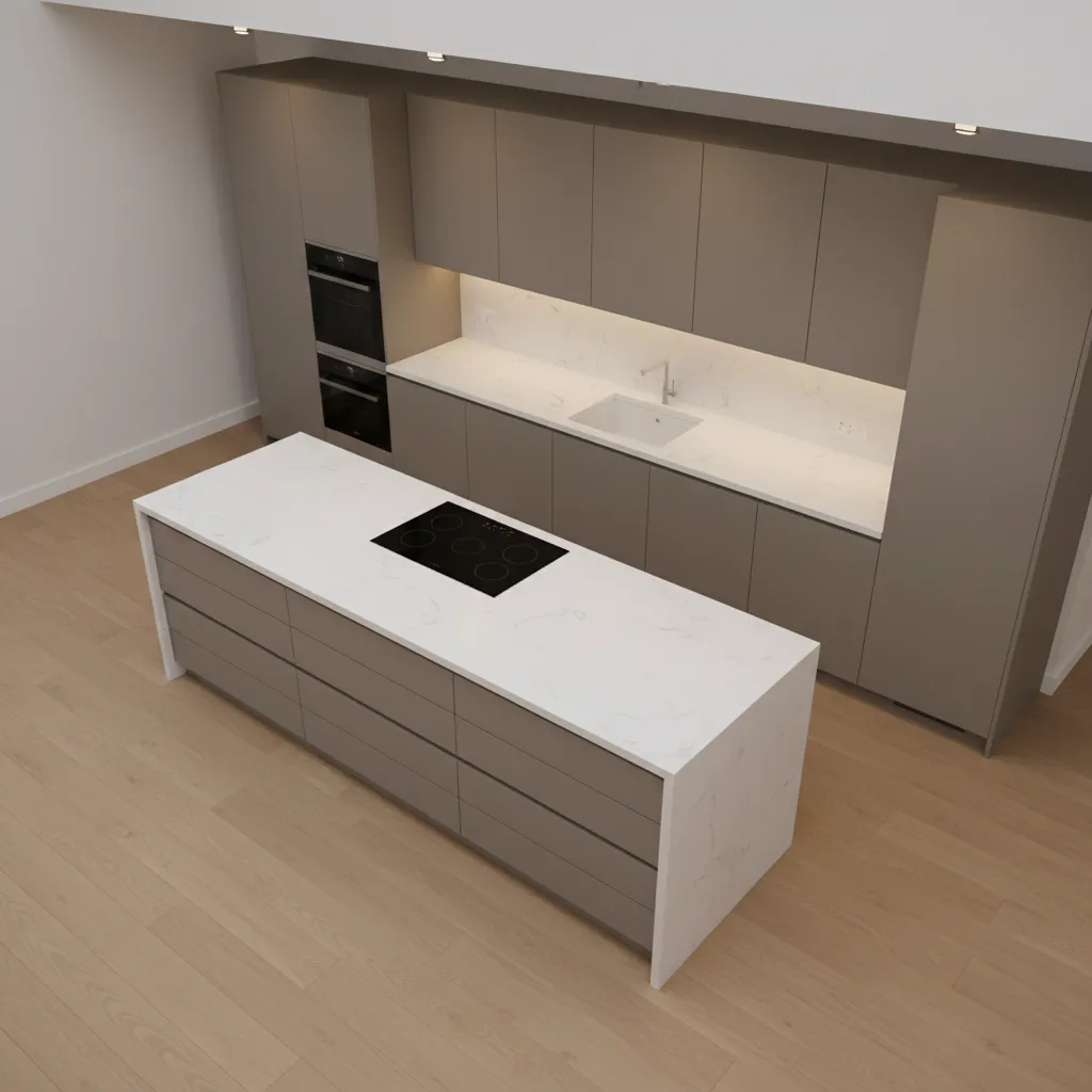 example of base cabinet depth and walkway clearance in kitchen