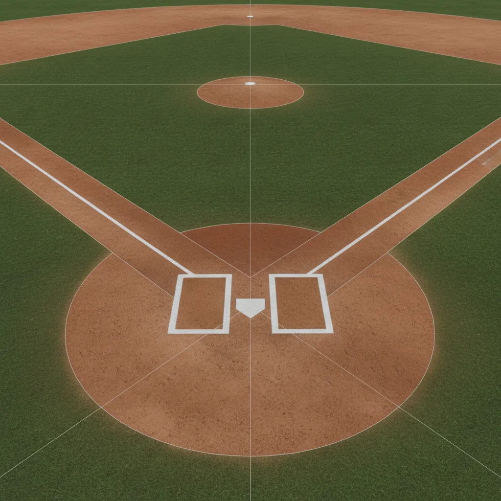 3D baseball diamond with bases and pitcher mound alignment