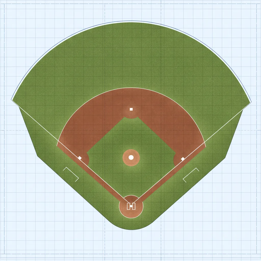 baseball diamond diagram showing 90 foot base paths and infield layout