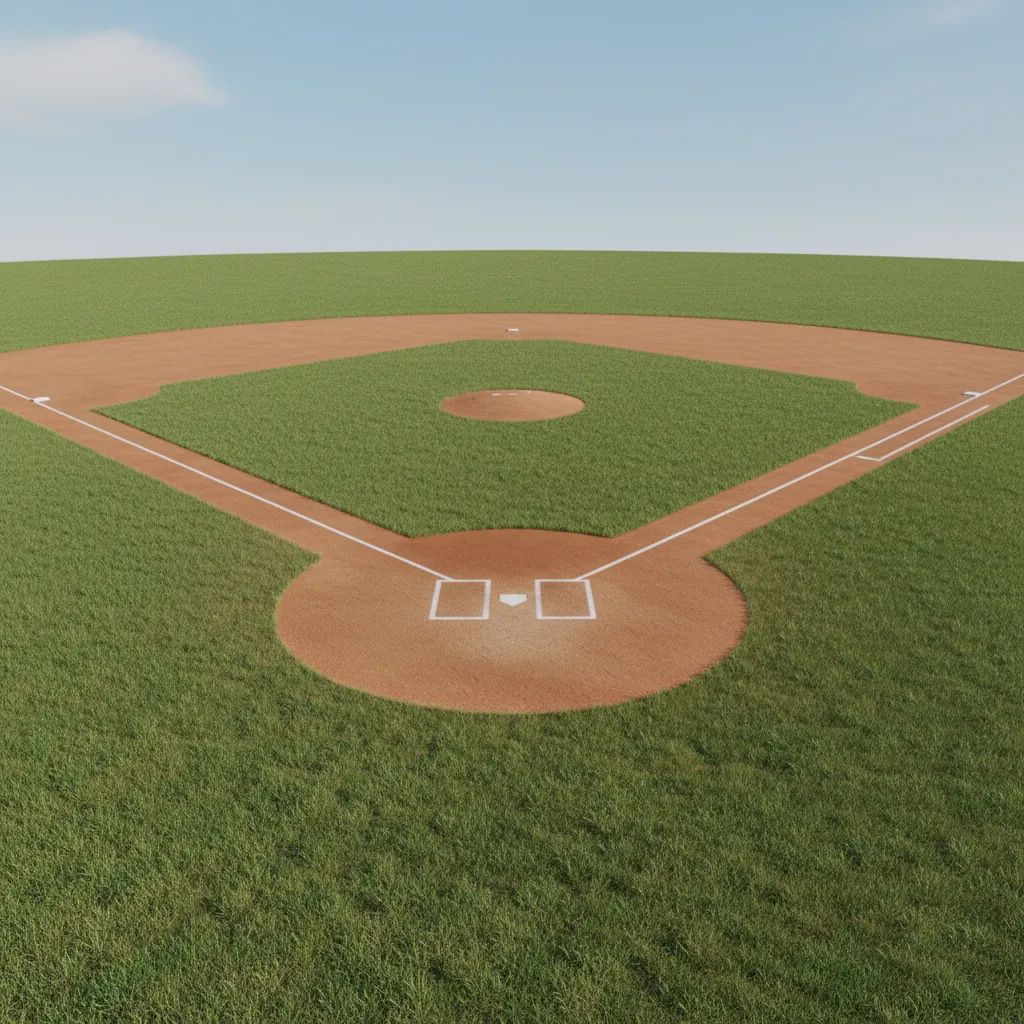 3D baseball field infield arc geometry visualization