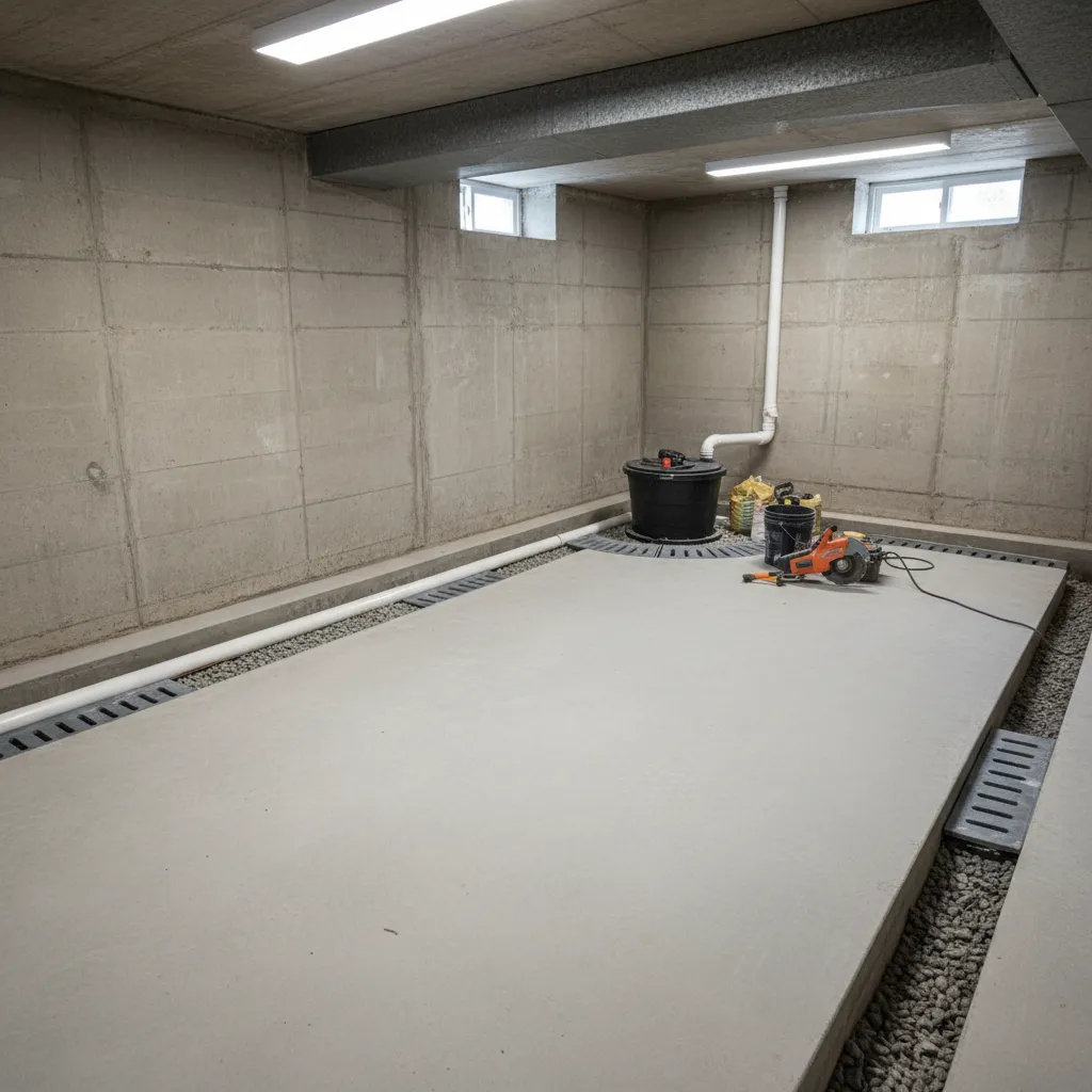 Interior basement drainage channel and sump pump system