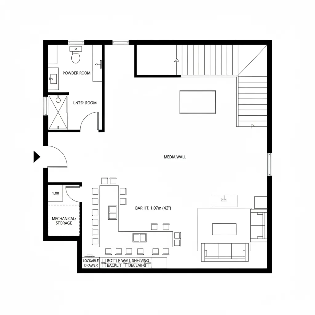 Basement Speakeasy with Acoustic Buffer