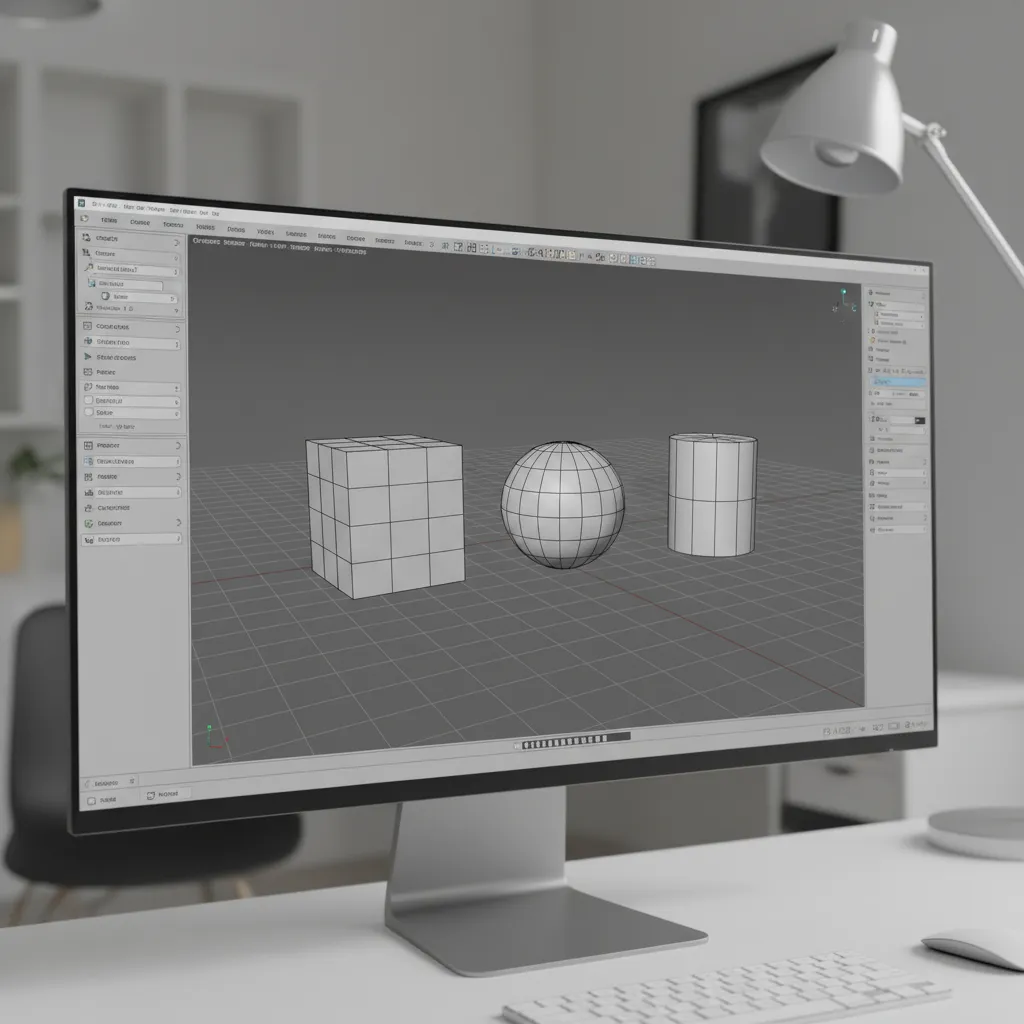 3D modeling software interface showing primitive shapes used to start a model