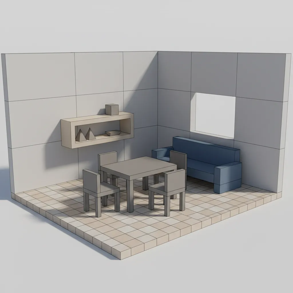 simple polygon 3D room layout similar to early home design software