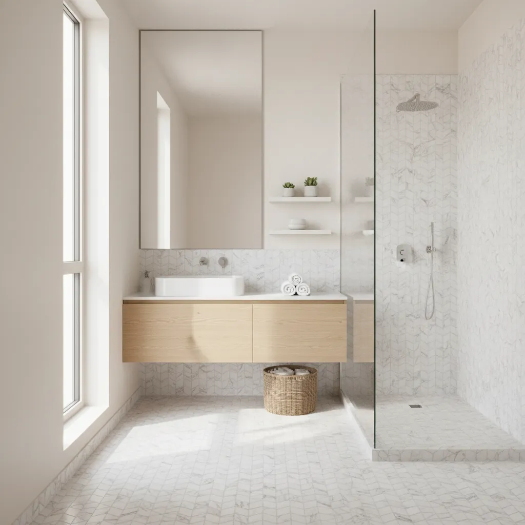 How to Optimize Basket Weave Tile Layout in Small Bathrooms