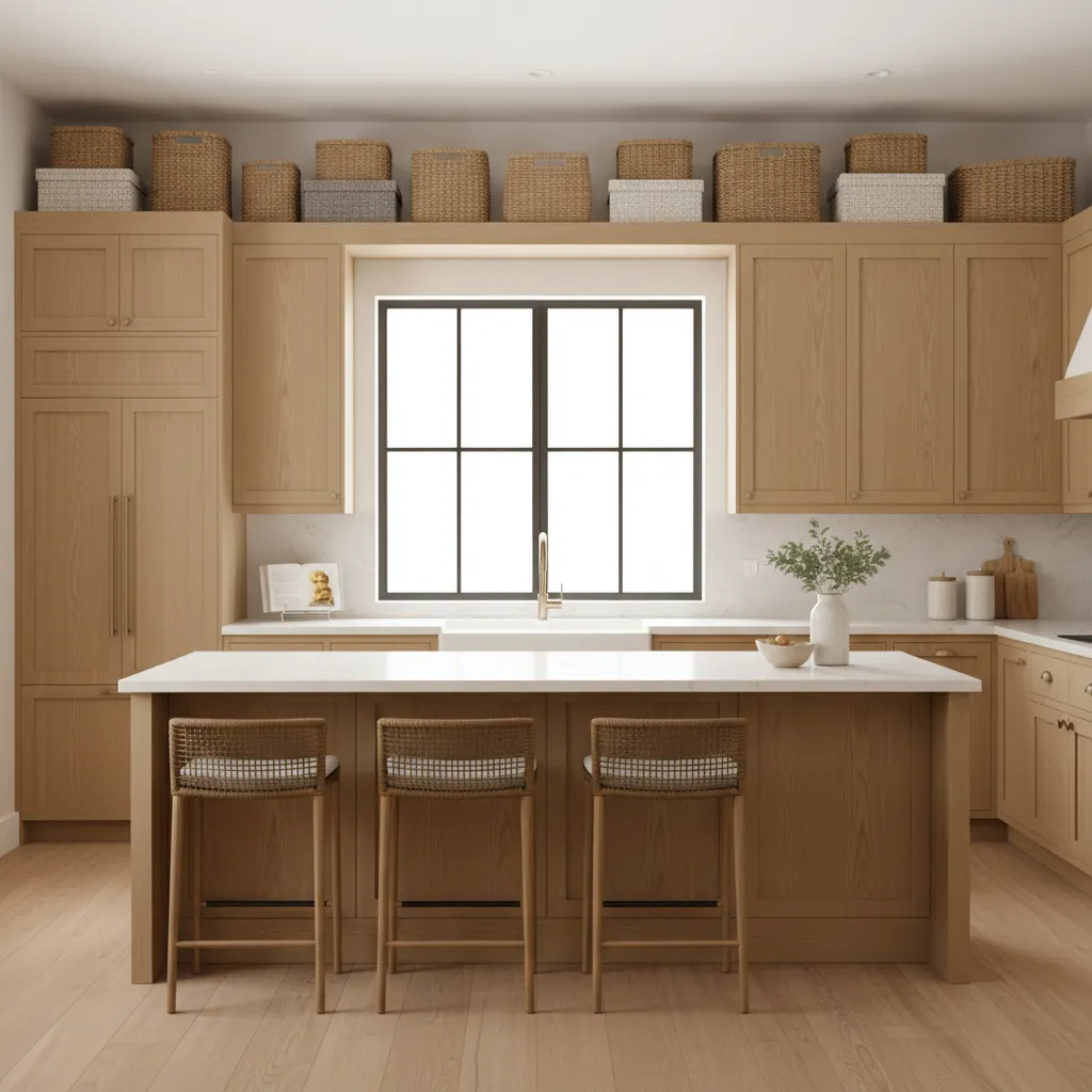 Baskets vs Decorative Boxes Above Kitchen Cabinets Which Storage Works Better