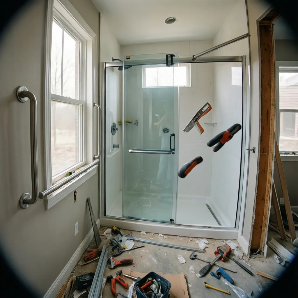 Bathroom renovation adding grab bars and accessible shower