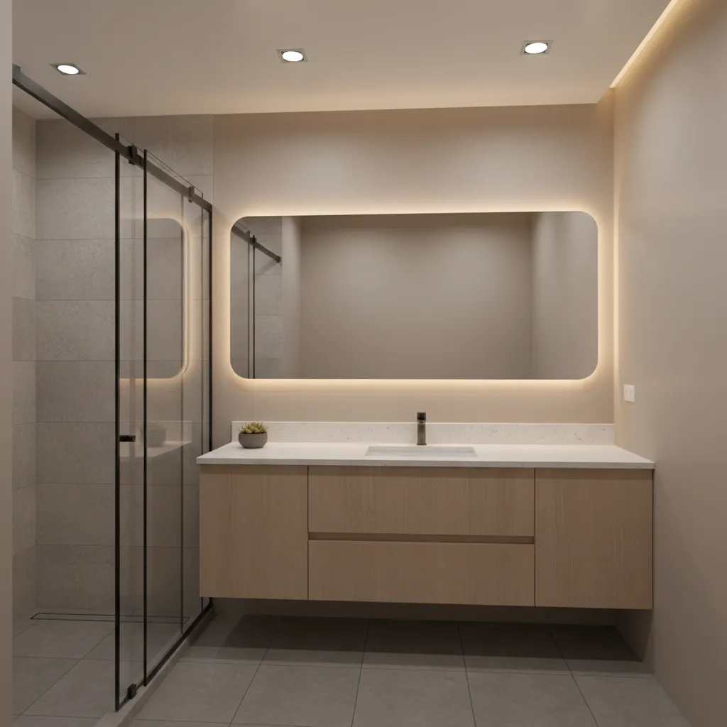 bathroom ceiling painted lighter than walls to reflect light