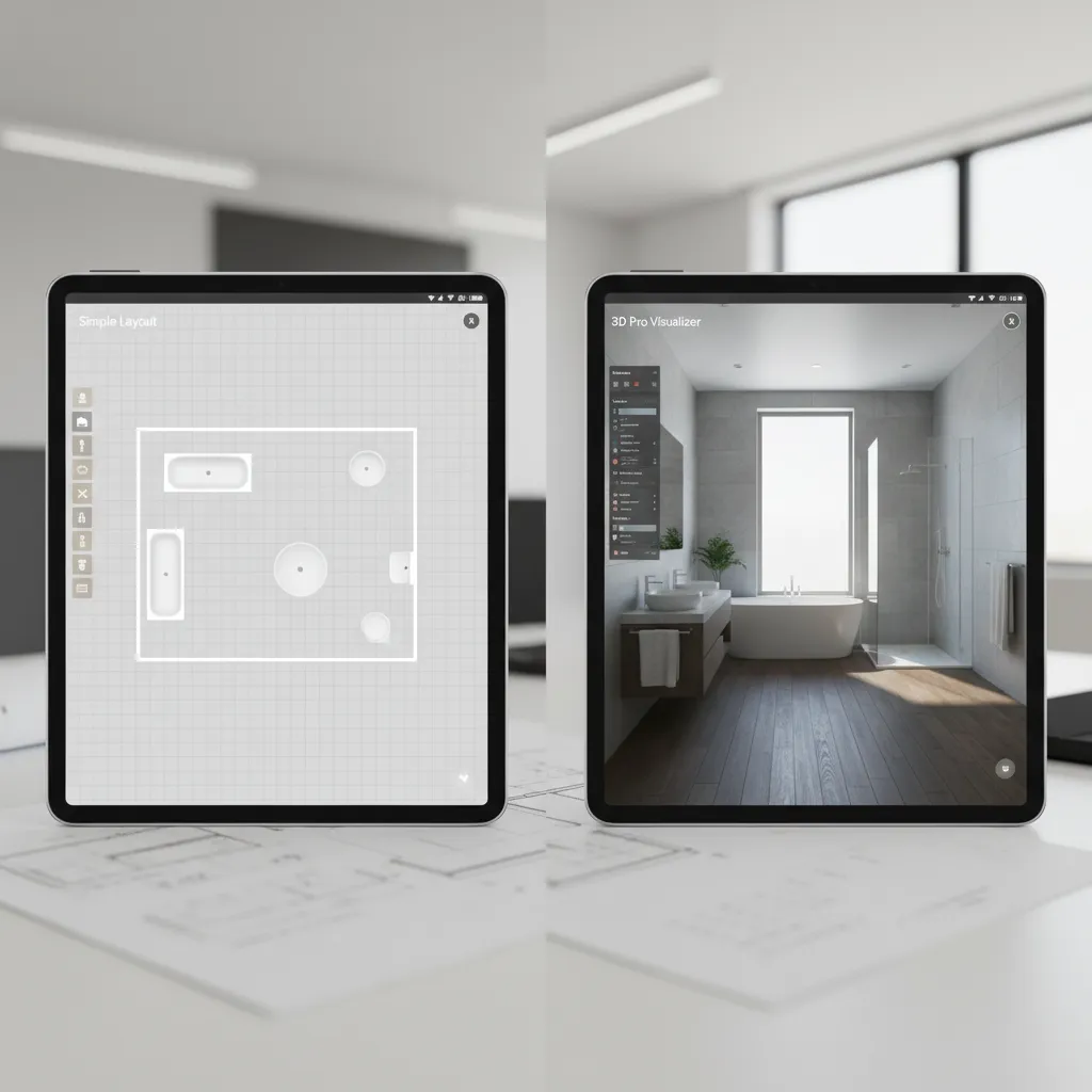 side by side comparison of bathroom layout planning styles
