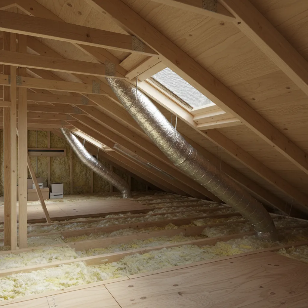 attic bathroom exhaust duct routing toward roof vent