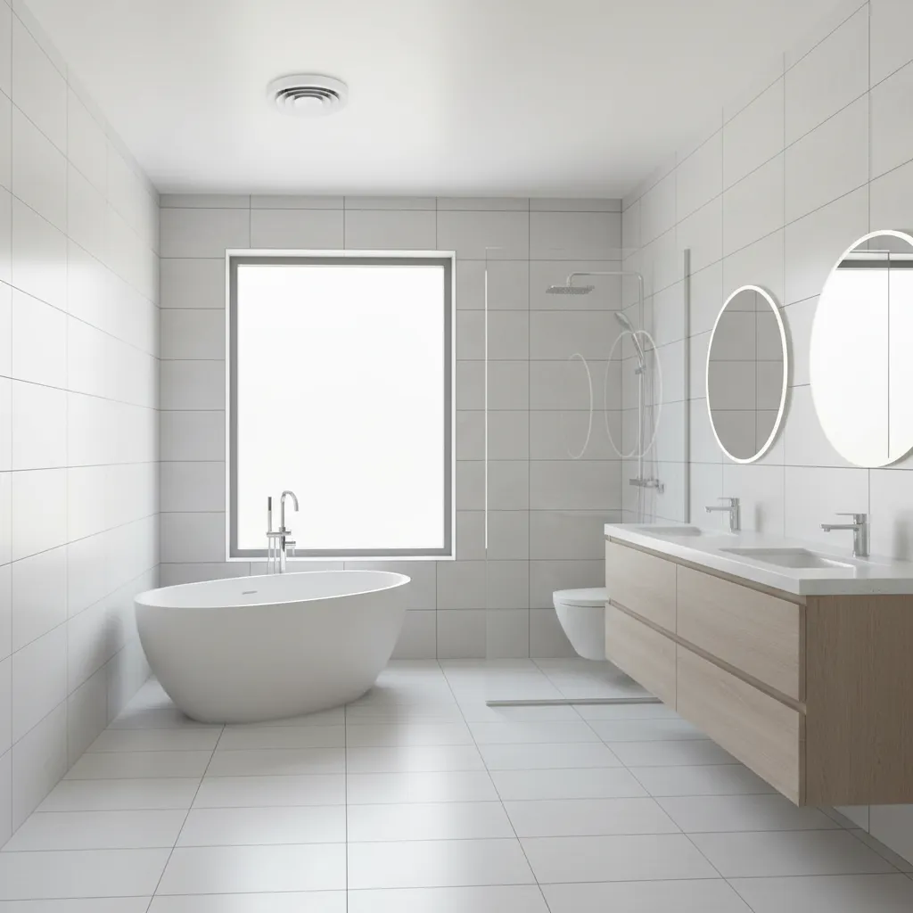 bathroom ceiling exhaust fan installed above shower area