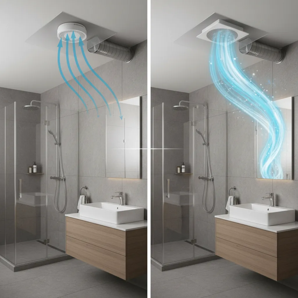 Side by Side Comparison of AC vs DC Bathroom Fans