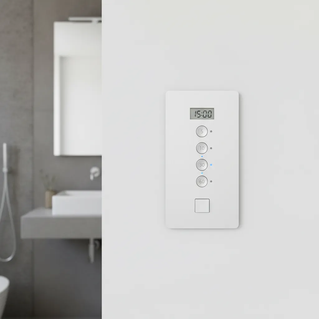 Wall mounted bathroom fan timer switch with countdown buttons
