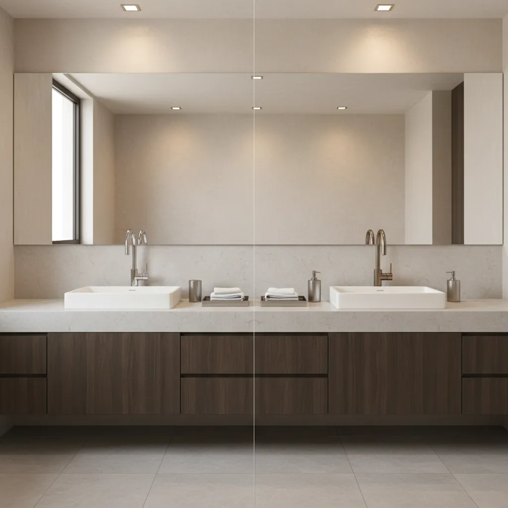 bathroom faucet finishes comparison showing chrome nickel and silver in real bathroom