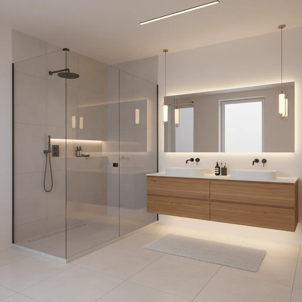 bathroom zoning layout separating wet and dry areas