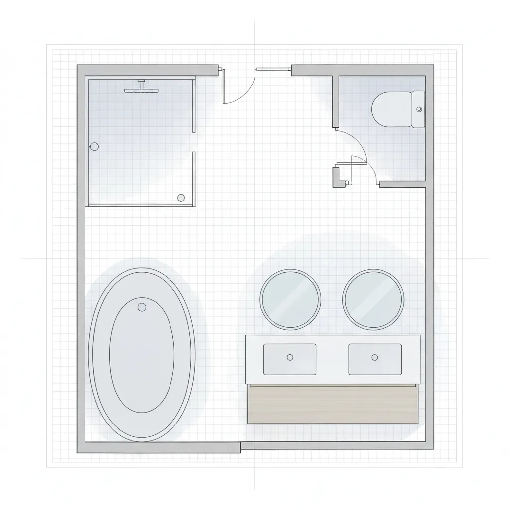 Bathroom floor plan layout created with design software