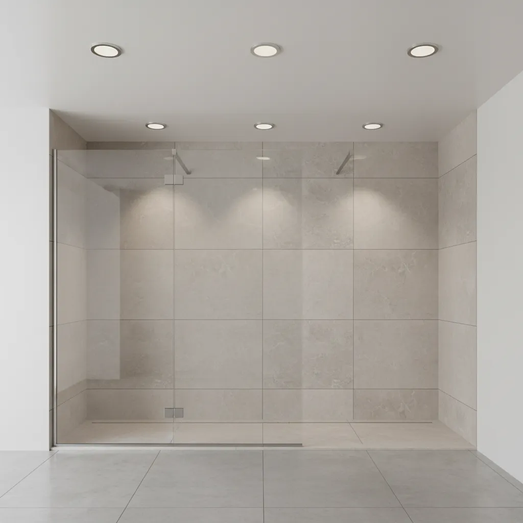 Ceiling recessed lights with moisture protection in bathroom shower area