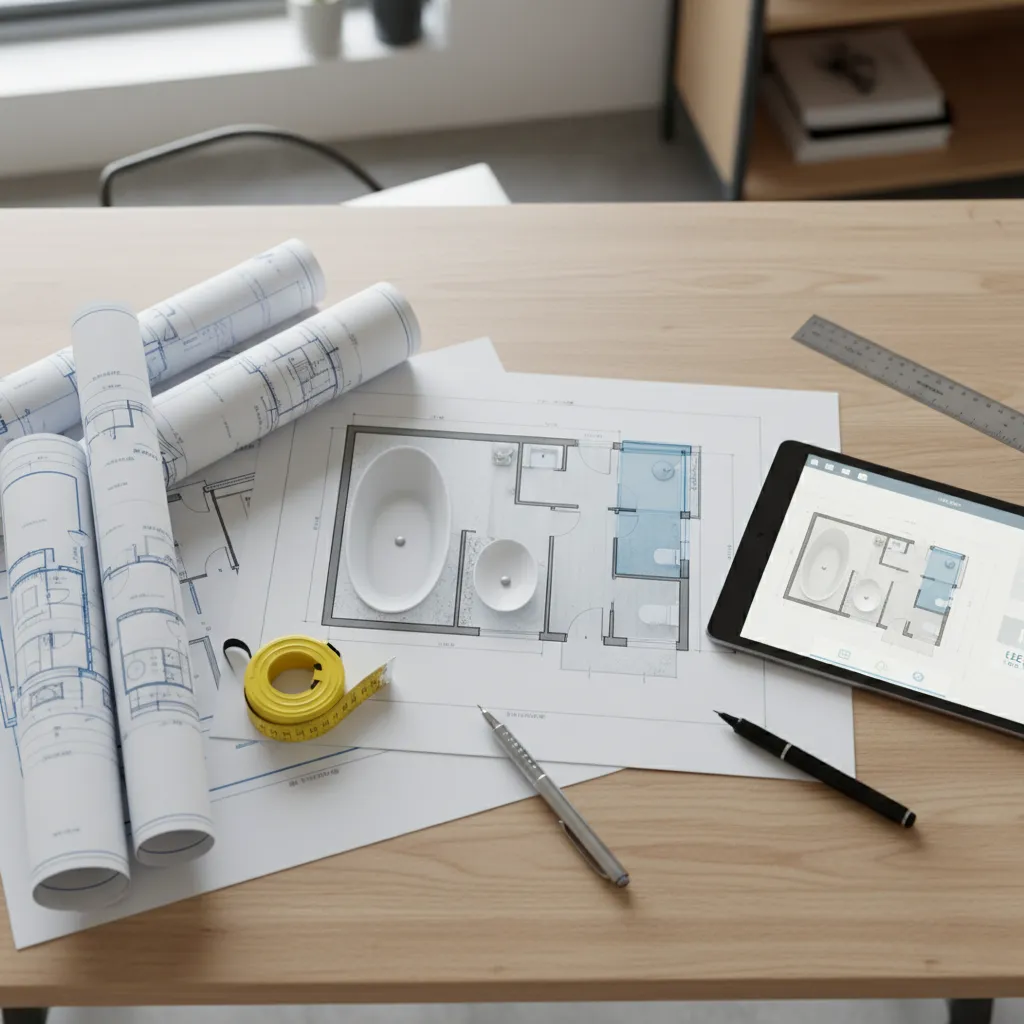 Bathroom floor layout planning for accessibility renovation