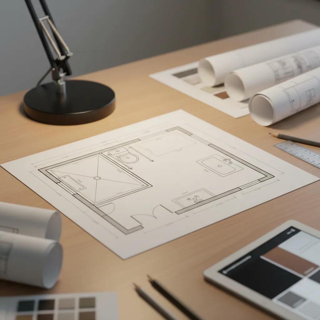 simple bathroom floor plan showing improved layout for accessibility renovation
