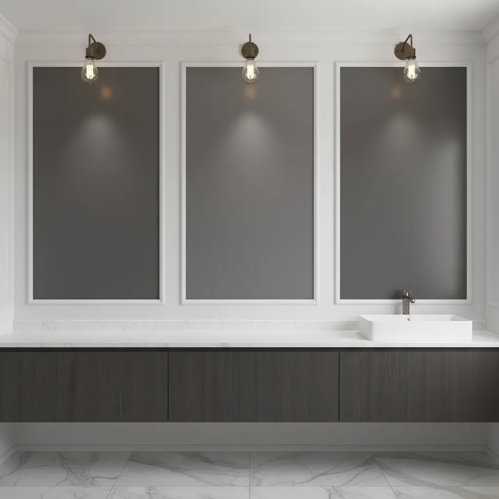 Comparison of matte satin and semi gloss paint finishes on bathroom walls