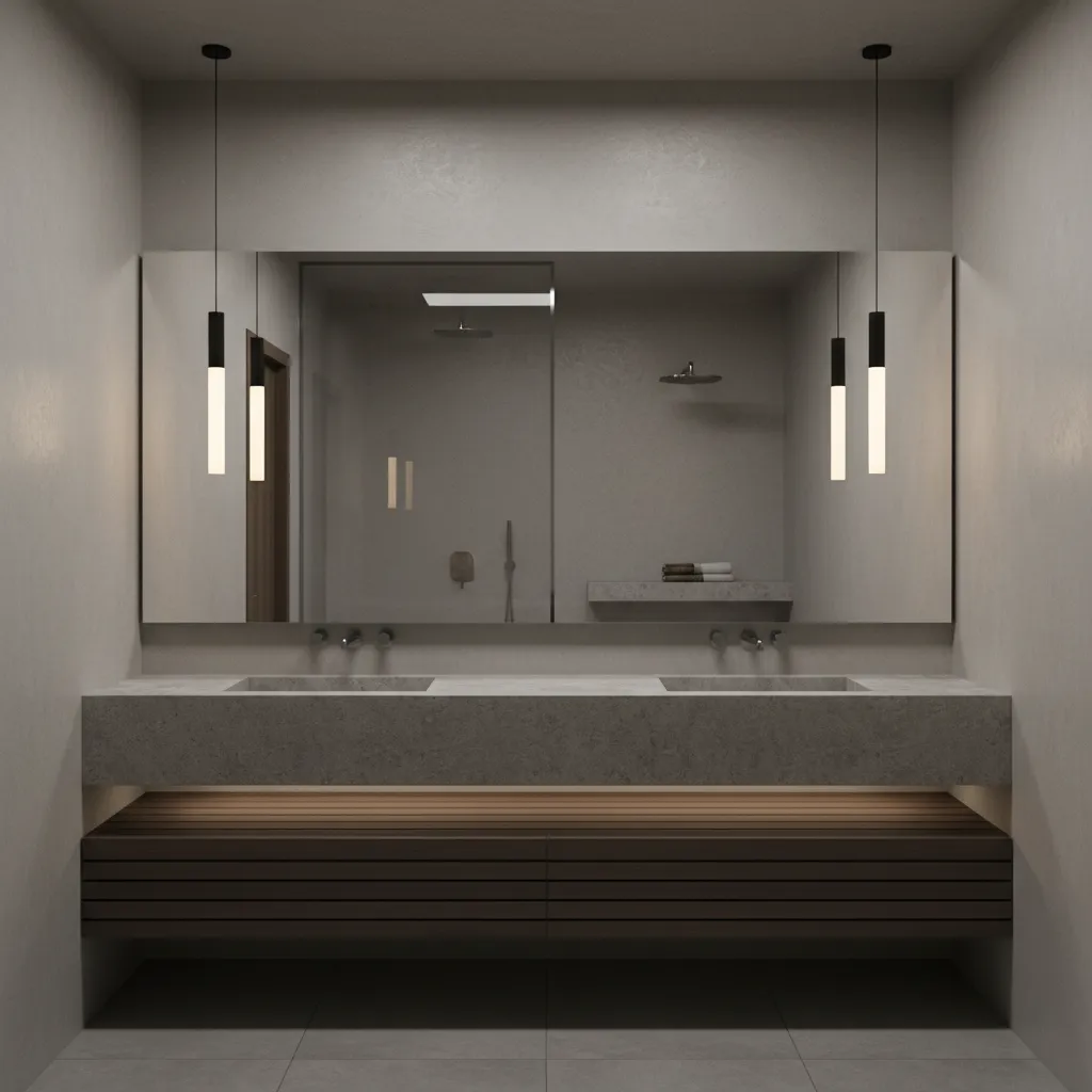 bathroom pendant lights installed too high creating facial shadows
