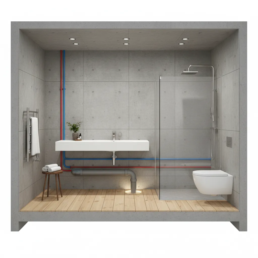 bathroom layout showing common pest entry points around plumbing and drains