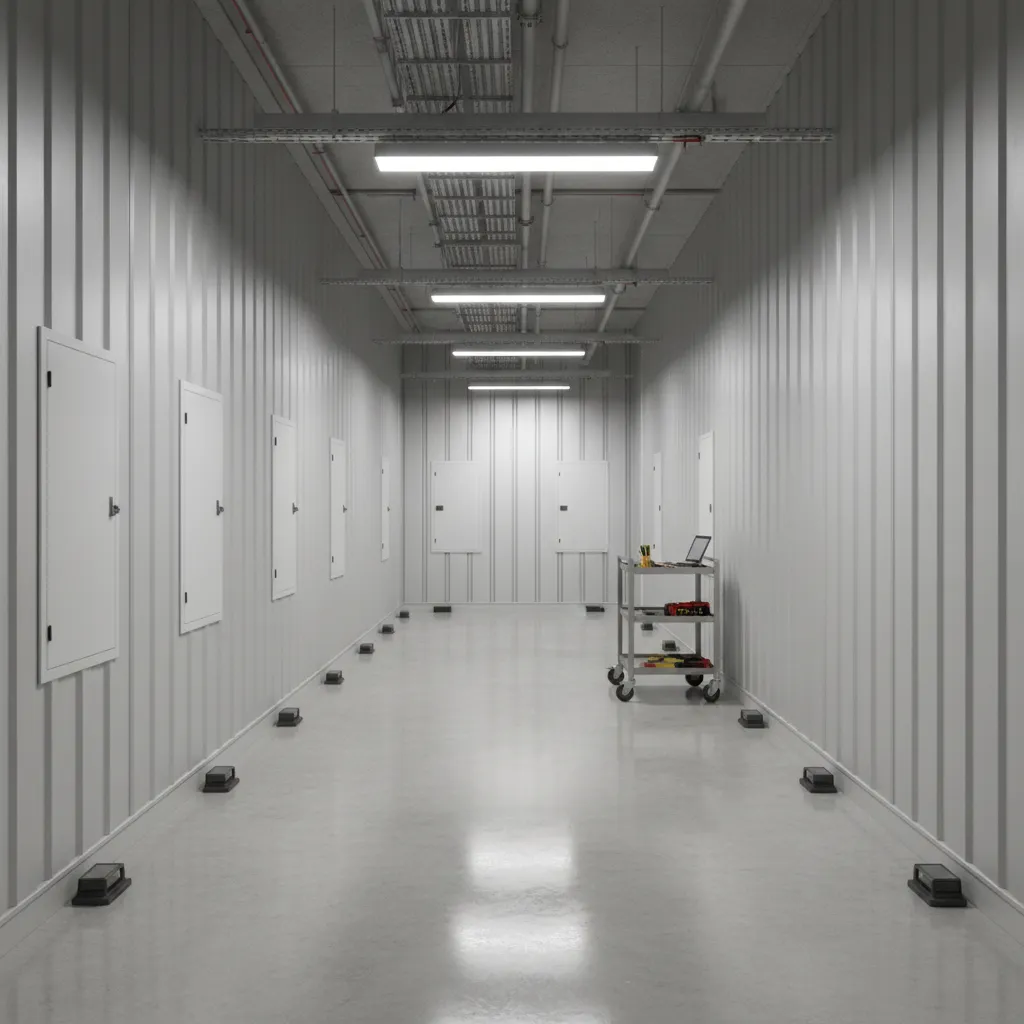 monitoring traps placed in building service corridor near plumbing access