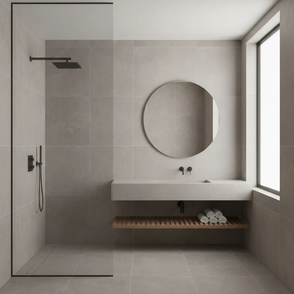 porcelain tile bathroom wall and floor installation example