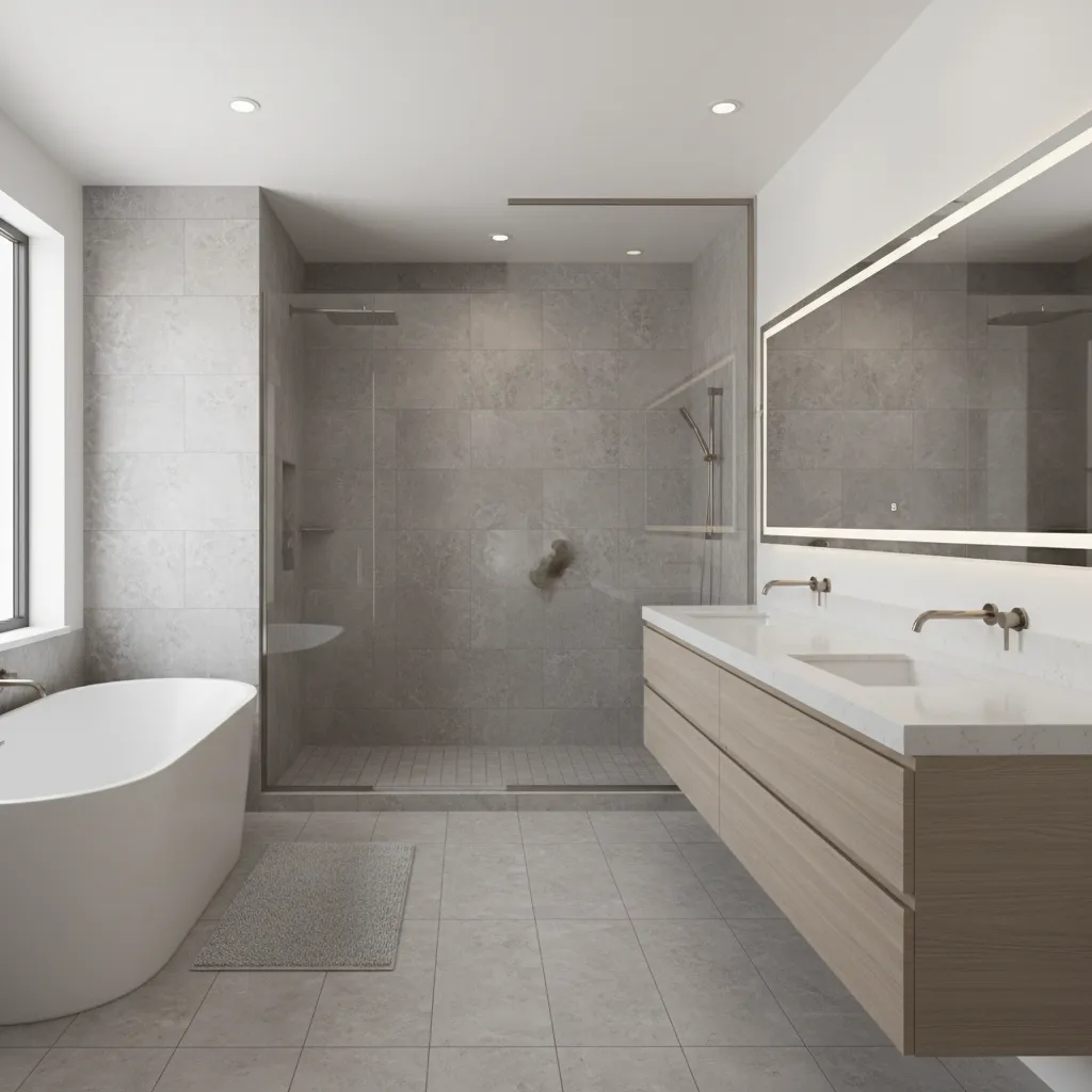 3D visualization of a modern bathroom remodel created in planning software