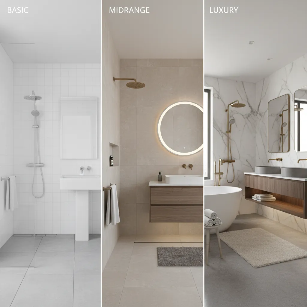Basic vs Midrange vs Luxury Bathroom Remodel Cost Comparison