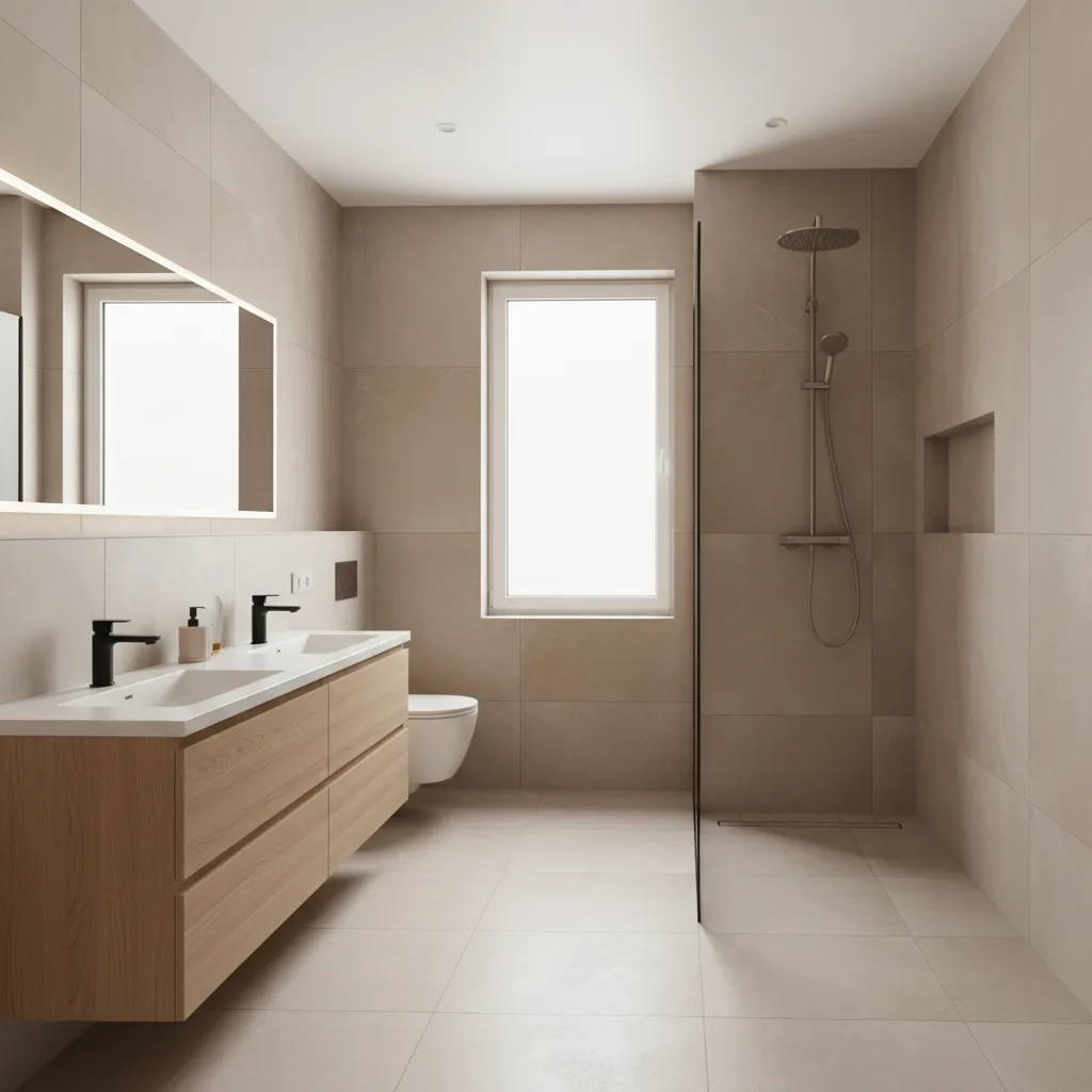 Recently remodeled bathroom showing potential installation problems