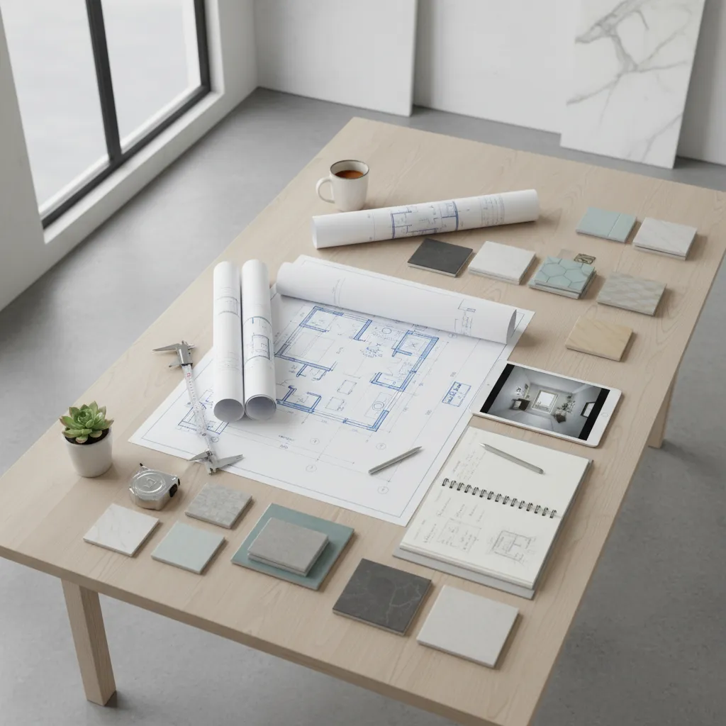 bathroom remodeling planning layout with drawings materials and contractor notes