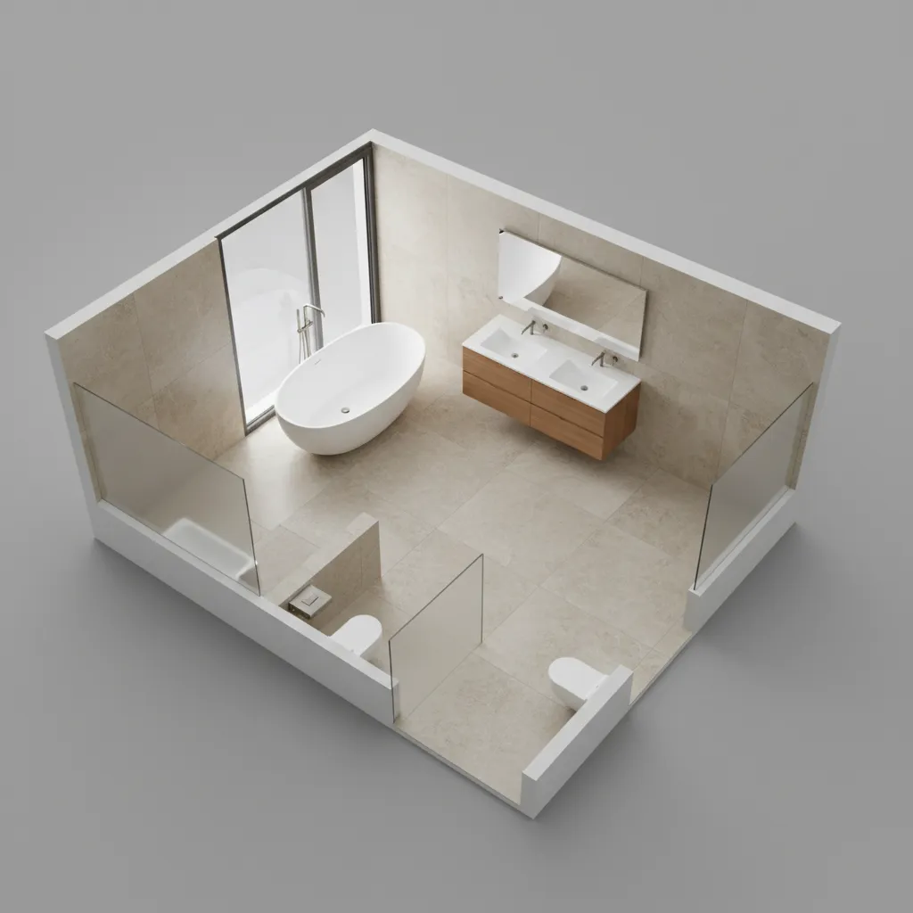bathroom renovation planning layout with tub sink and vanity placement
