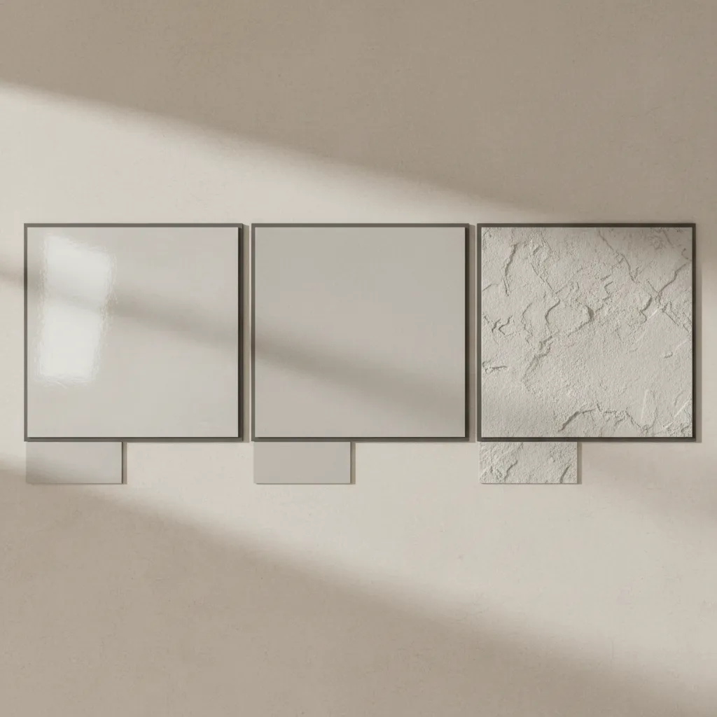 comparison of polished matte and textured bathroom floor tiles